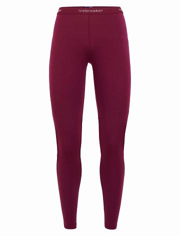 Women's Icebreaker BodyfitZone™ Merino 200 Zone Thermal Leggings Base Layers Cherry | CA 1083NWYB